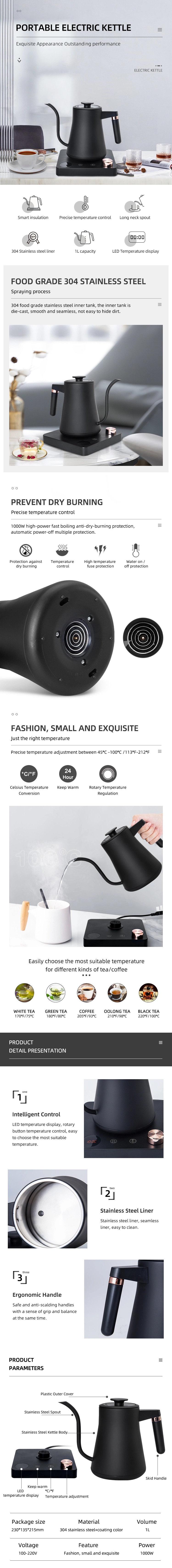 OEM Hot Sale Portable Electric Kettle Stainless Steel 24 Hour to Keep Warm Electric Kettle
